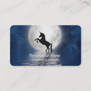 Mythische Silhouette Unicorn Vollmond Visitenkarte