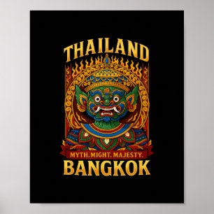 Mythische thailändische Dämon Ngkok Feuer-Maske Ku Poster