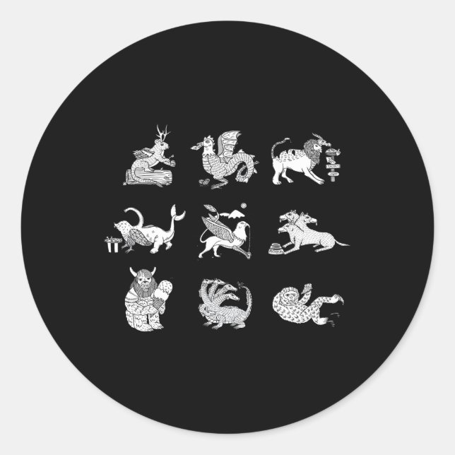 Mythische Tiere Runder Aufkleber (Vorderseite)