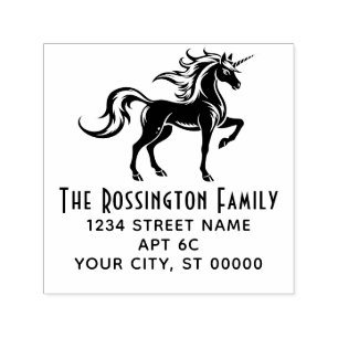 Mythische Unicorn Silhouette 2S Name Rücksendeadre Permastempel