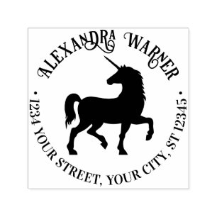 Mythische Unicorn-Silhouette Name Rücksendeadresse Permastempel