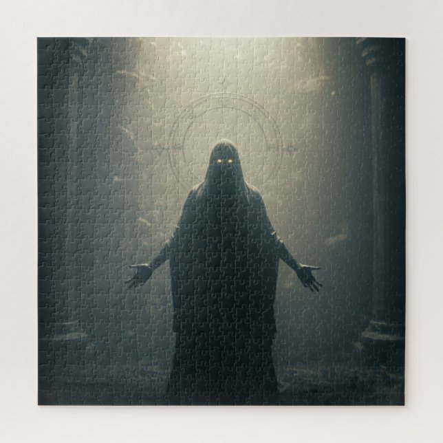 Mythischer alter Geist in dunklem Tempel des Schic (Vertikal)