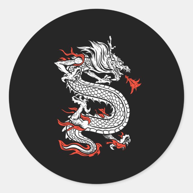 Mythischer chinesischer Drache aus der Antike Runder Aufkleber (Vorderseite)