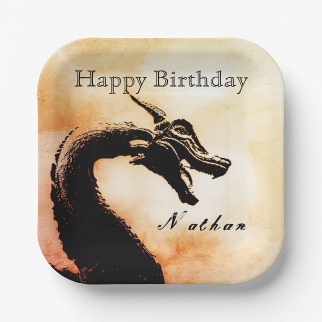 Mythischer Drache Geburtstag Pappteller (Vorderseite)