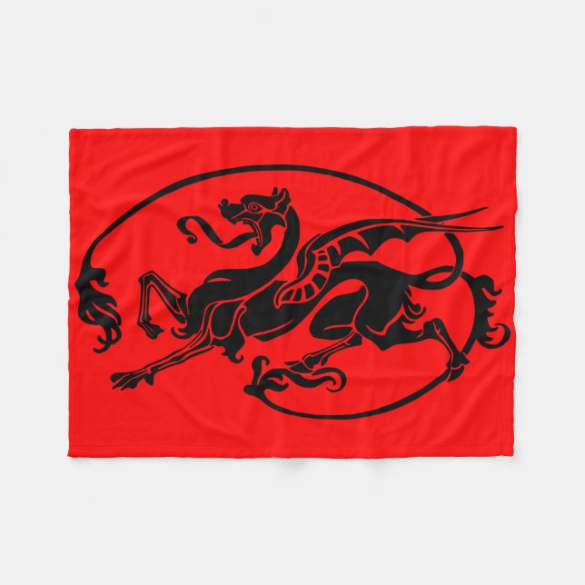 Mythischer Drache, Jahr des Drachendesigns Fleecedecke (Vorderseite (Horizontal))