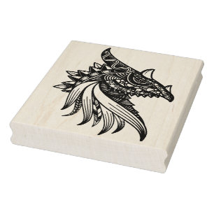 Mythischer Drache Mandala - Fantasy Horned Head Ru Gummistempel