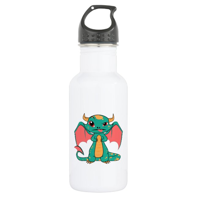 Mythischer Drache mit Flügeln Edelstahlflasche (Vorderseite)
