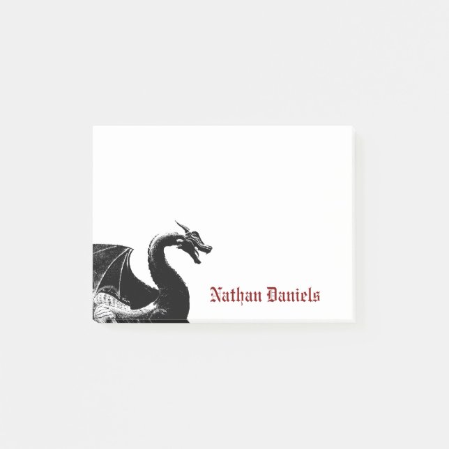 Mythischer Drache Personalisiert Post-it Klebezettel (Vorderseite)
