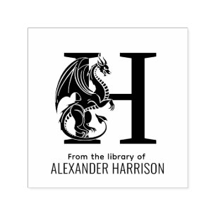 Mythischer Drache über Single Fett Anfangsnamenbuc Permastempel