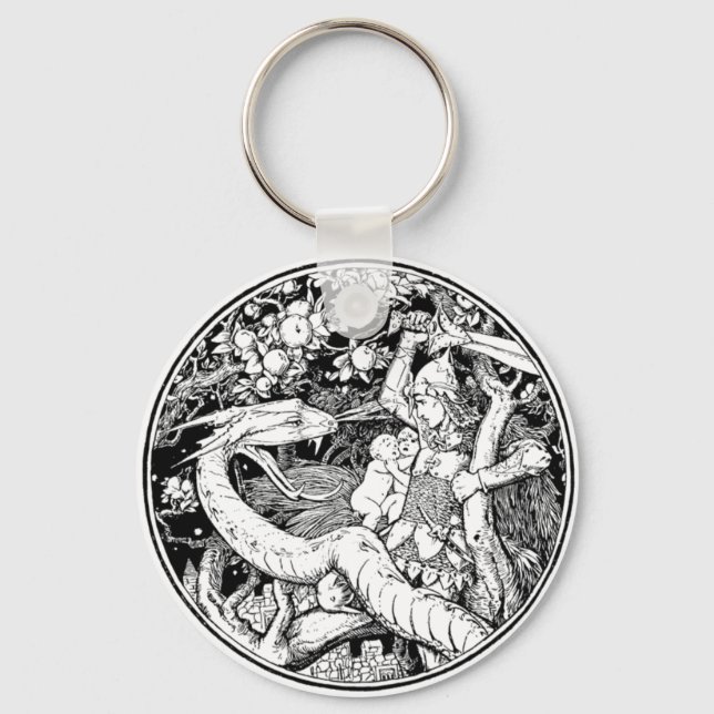 Mythischer Drache-Vintager Schlüsselanhänger (Vorderseite)