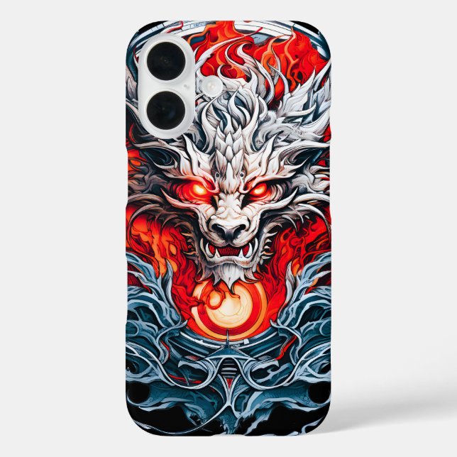 Mythischer Drachenkopf iPhone 16 Hülle (Rückseite)