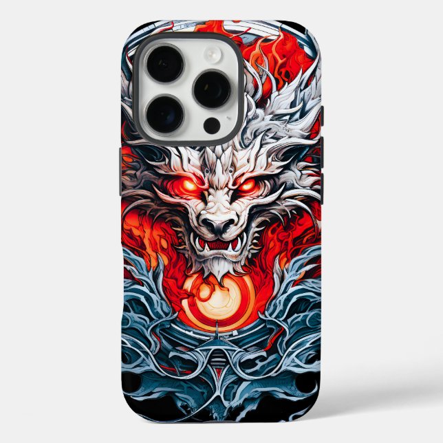 Mythischer Drachenkopf iPhone 16 Pro Hülle (Rückseite)