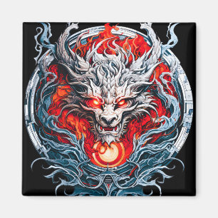 Mythischer Drachenkopf Magnet