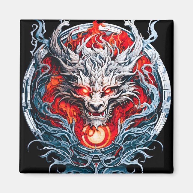 Mythischer Drachenkopf Magnet (Vorne)