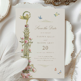 Mythischer Garten Save the Date Golden Elegante Einladung