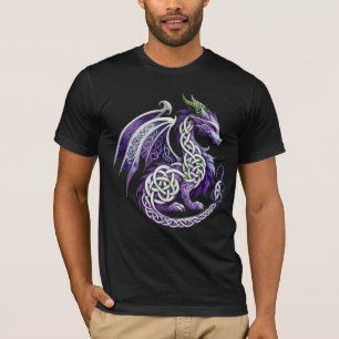 Mythischer lila keltischer Drache Fantasy-Kunst T-Shirt