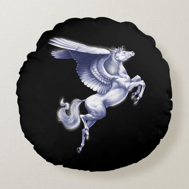 Mythischer Pegasus Rundes Kissen (Vorderseite)