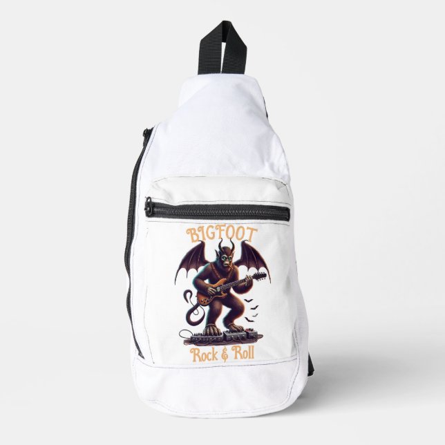 Mythischer Rockstar: Bigfoots Guitar Solo Crossbody Bag (Vorderseite)