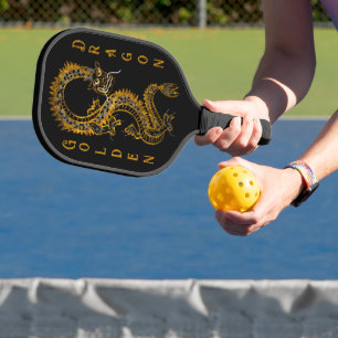 Mythischer Schwarzgrauer Golddrache Pickleball Schläger