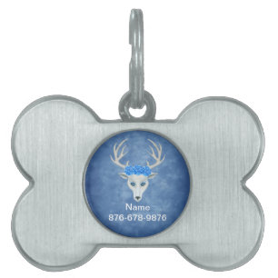 Mythischer weißer Hirschkopf mit Rose Antler Blau Tiermarke