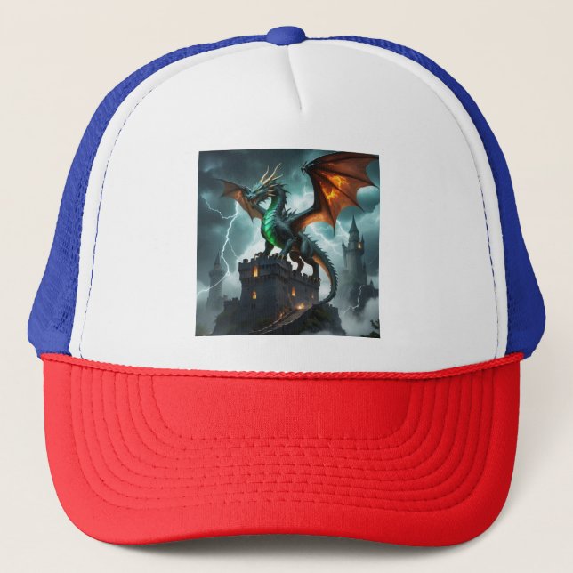 🦕 🦖 Mythisches Drachendesign 🐉 ✨ Truckerkappe (Vorderseite)