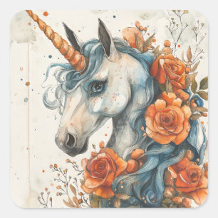 Mythisches Einhorn Quadratischer Aufkleber