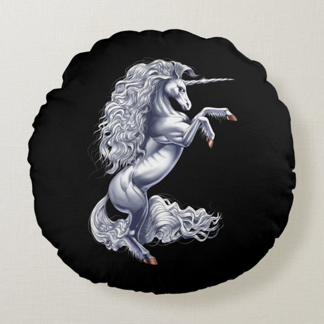 Mythisches Einhorn Rundes Kissen (Vorderseite)