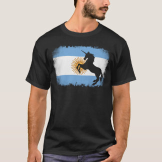 Mythisches Einhorn vintage Argentinien-Flagge Pfer T-Shirt