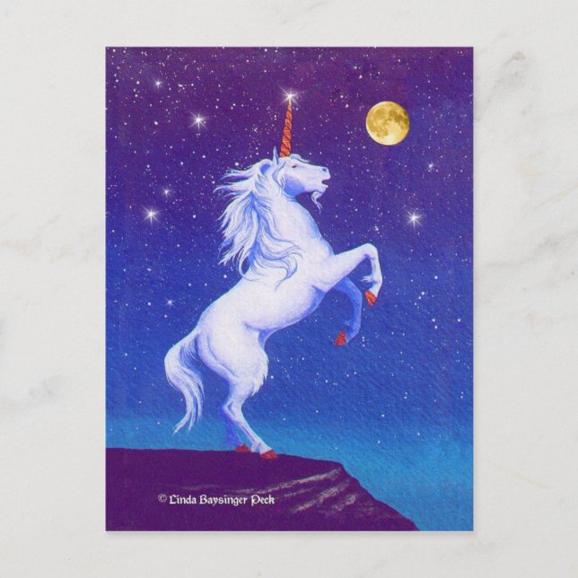 Mythisches Einhorn Vollmond Postkarte (Vorderseite)