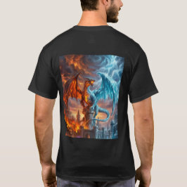 Mythisches Feuer- und Eis-Drachen-Gamer-Fantasy-T- T-Shirt