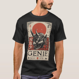 Mythisches Genie mit Hörnern und Crimson Sun T-Shirt