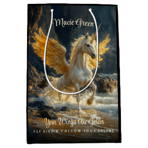 Mythisches Goldenes Flügelpegasus Ozeanfantasiepfe Mittlere Geschenktüte