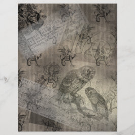 Mythisches Owl Halloween Ephemera Papierseite Nr. 