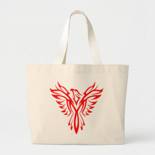 Mythisches Phoenix Bird Rising Logo (Rot) Jumbo Stoffbeutel