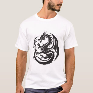 Mythisches Schwarz-Drachen-Tattoo T-Shirt
