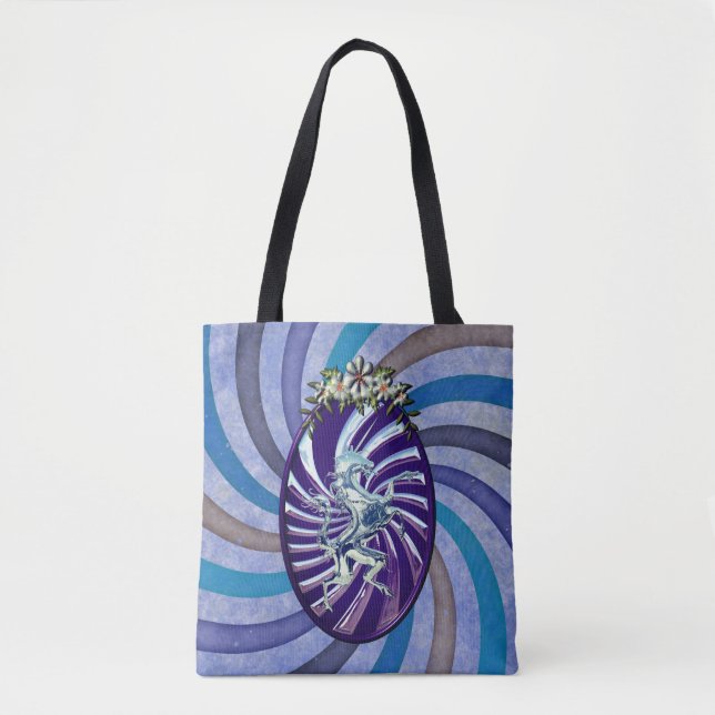 Mythisches Silber Einhorn Cooler Vintager Hintergr Tasche (Vorderseite)