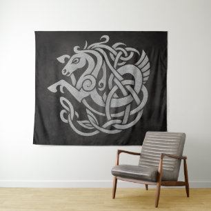 Mythisches Wikingpferd - Symbol der Knüpfarbeit No Wandteppich