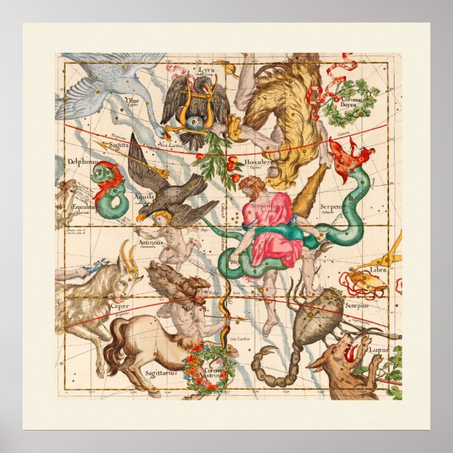 Mythologie Mittelalterliche Astronomie Vintage Kun Poster (Vorne)