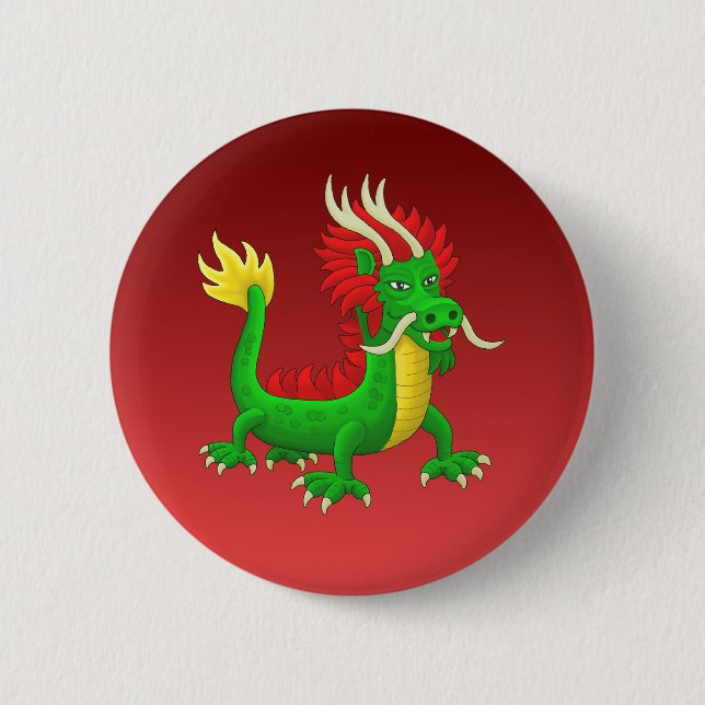 Mythologischer chinesischer Drache Button (Vorderseite)