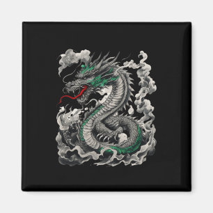 Mythologisches Drachen Tattoo-Design mit Schwarz Magnet
