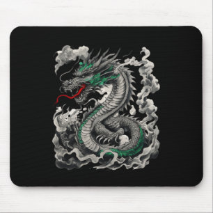 Mythologisches Drachen Tattoo-Design mit Schwarz Mousepad