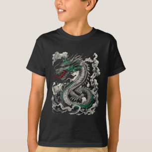 Mythologisches Drachen Tattoo-Design mit Schwarz T-Shirt