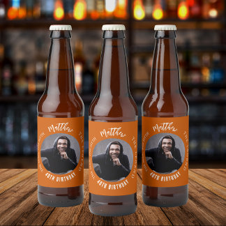 Mythos-Legende Foto verbrannte orange Geburtstagsp Bierflaschenetikett