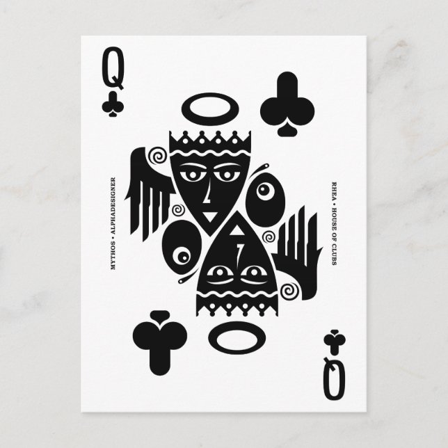 Mythos Rhea Queen of Clubs Postkarte (Vorderseite)