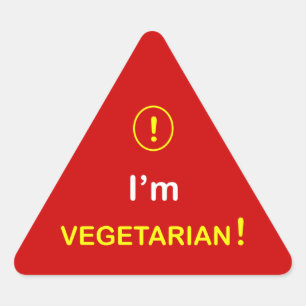 n3 - Lebensmittelalarm ~ Ich bin VEGETARISCH. Dreieckiger Aufkleber