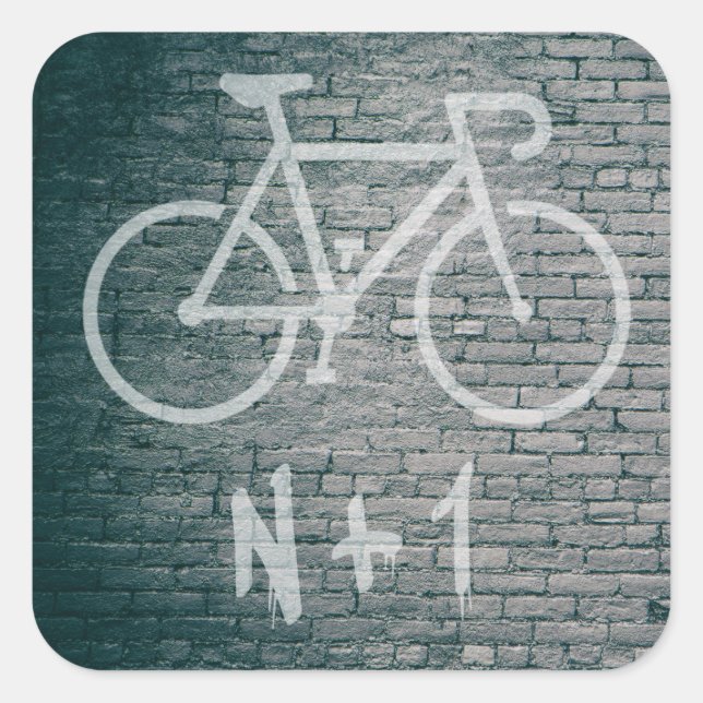 N+1 Bike Graffiti Quadratischer Aufkleber (Vorderseite)
