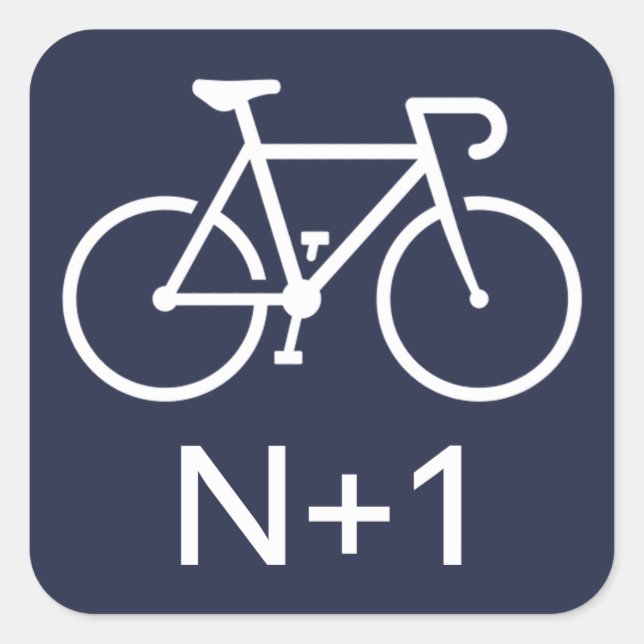 N+1 Bike Quadratischer Aufkleber (Vorderseite)