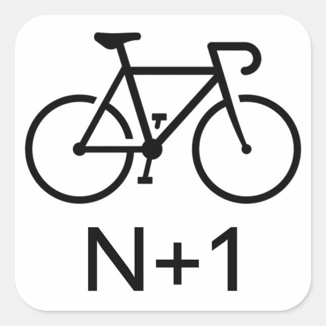 N+1 Bike Quadratischer Aufkleber (Vorderseite)