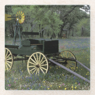 N.A., USA, Texas, Devine, Alter Wagen Glasuntersetzer
