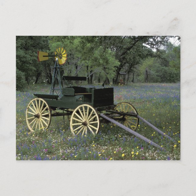 N.A., USA, Texas, Devine, Old Waggon und Postkarte (Vorderseite)